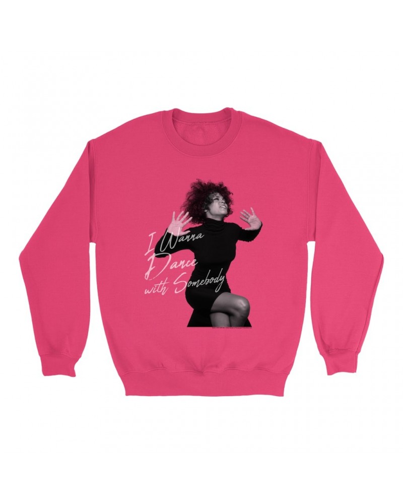Whitney Houston Bright Colored Sweatshirt | I Wanna Dance With Somebody Script Design Sweatshirt $5.54 Sweatshirts
