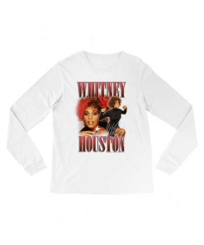 Whitney Houston Long Sleeve Shirt | Red Collage Design Shirt $4.79 Shirts