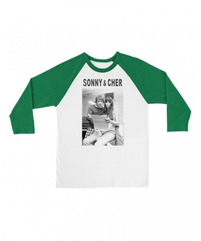 Sonny & Cher 3/4 Sleeve Baseball Tee | 1966 Recording Studio Photo And Logo Shirt $10.77 Shirts