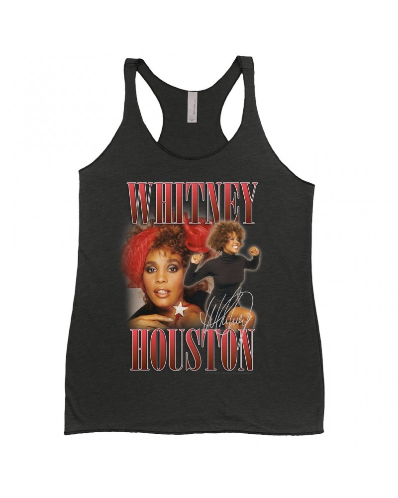 Whitney Houston Ladies' Tank Top | Red Collage Design Shirt $6.47 Shirts