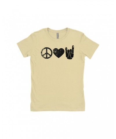 Music Life Ladies' Boyfriend T-Shirt | Peace Love Rock n' Roll Shirt $9.68 Shirts