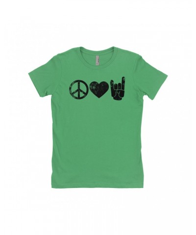 Music Life Ladies' Boyfriend T-Shirt | Peace Love Rock n' Roll Shirt $9.68 Shirts