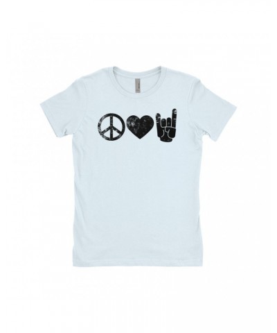 Music Life Ladies' Boyfriend T-Shirt | Peace Love Rock n' Roll Shirt $9.68 Shirts