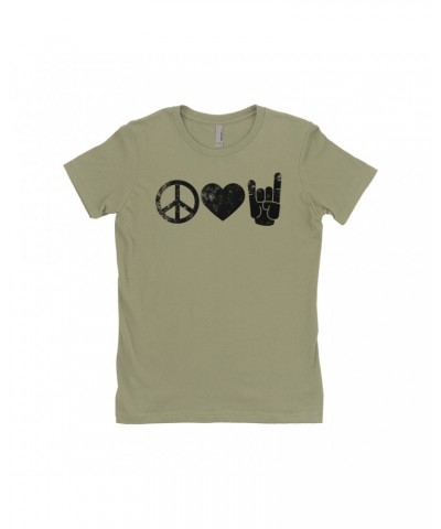 Music Life Ladies' Boyfriend T-Shirt | Peace Love Rock n' Roll Shirt $9.68 Shirts