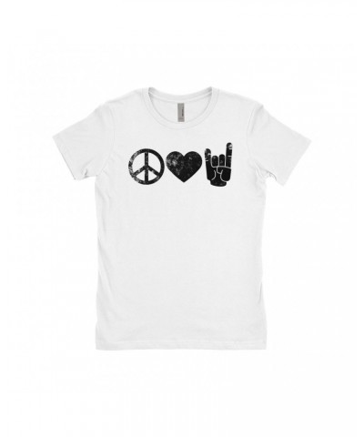 Music Life Ladies' Boyfriend T-Shirt | Peace Love Rock n' Roll Shirt $9.68 Shirts