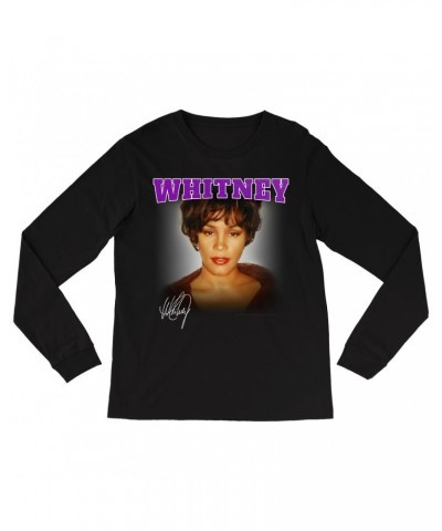 Whitney Houston Long Sleeve Shirt | Whitney Close Up And Varsity Purple Logo Shirt $8.35 Shirts