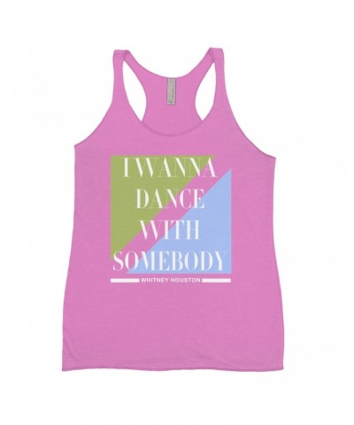 Whitney Houston Bold Colored Racerback Tank | I Wanna Dance With Somebody Classy Pastel Design Shirt $13.76 Shirts