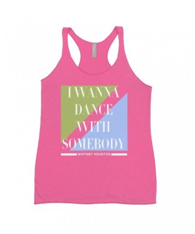 Whitney Houston Bold Colored Racerback Tank | I Wanna Dance With Somebody Classy Pastel Design Shirt $13.76 Shirts