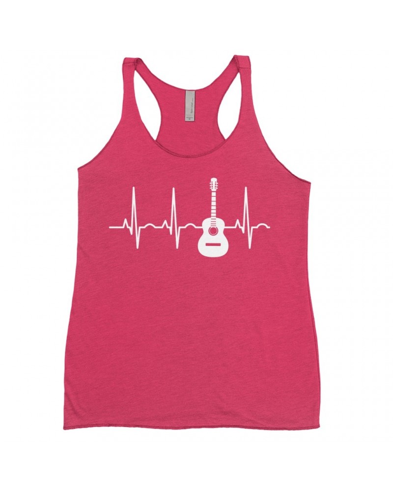 Music Life Ladies' Tank Top | Acoustic Guitar Heartbeat Shirt $6.64 Shirts