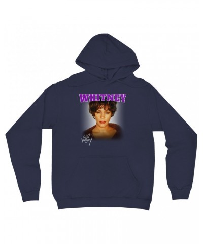 Whitney Houston Hoodie | Whitney Close Up And Varsity Purple Logo Hoodie $12.29 Sweatshirts