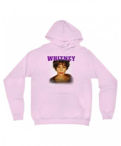 Whitney Houston Hoodie | Whitney Close Up And Varsity Purple Logo Hoodie $12.29 Sweatshirts